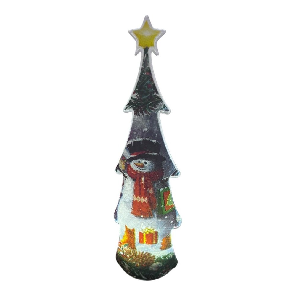 Curved Pressed Glass Christmas Tree Red Gold Holiday Decor - Picture 4 of 5